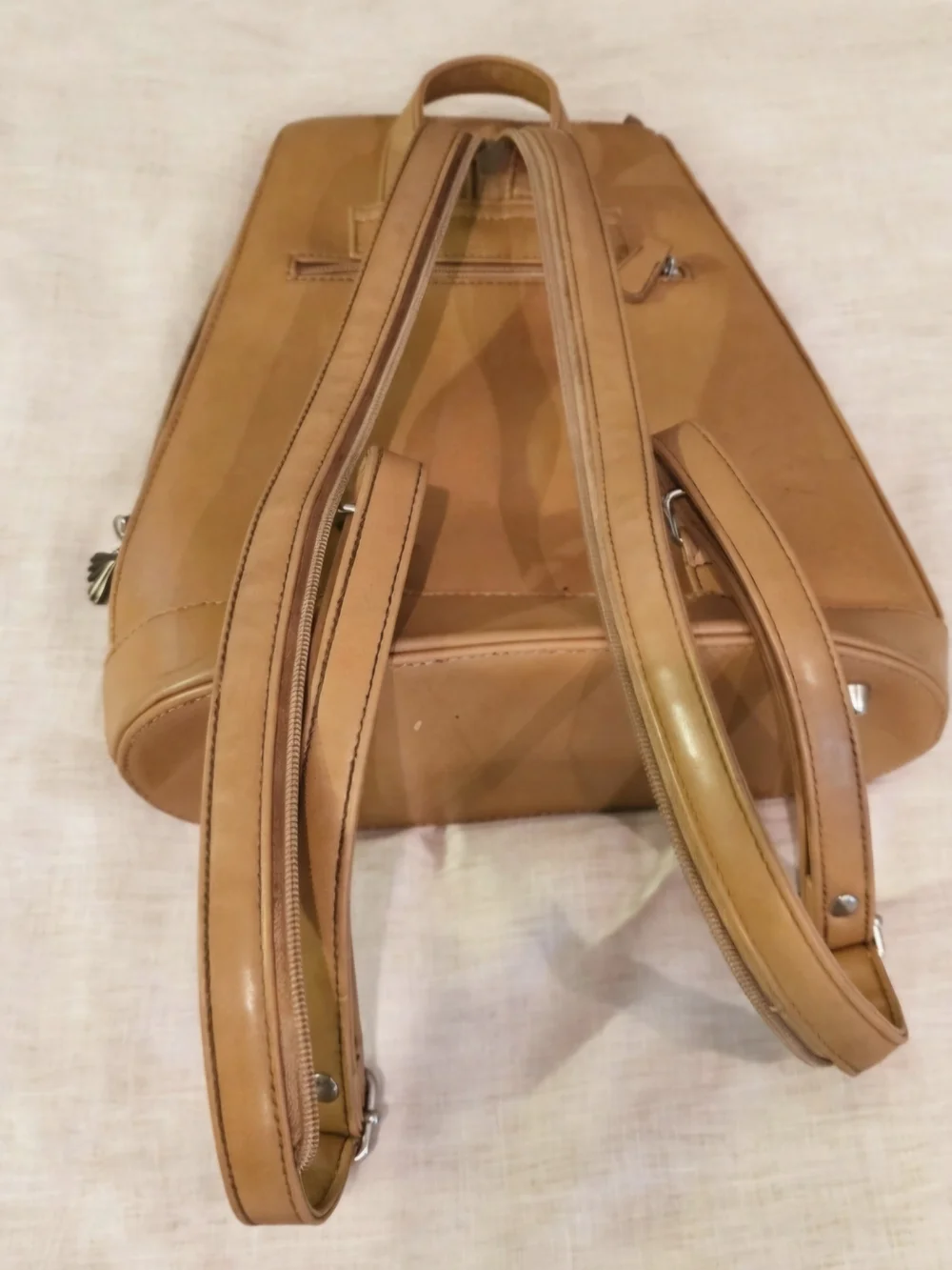 Vintage GUCCI Tan Leather Embossed Logo Backpack 90s Mini Backpack Authentic